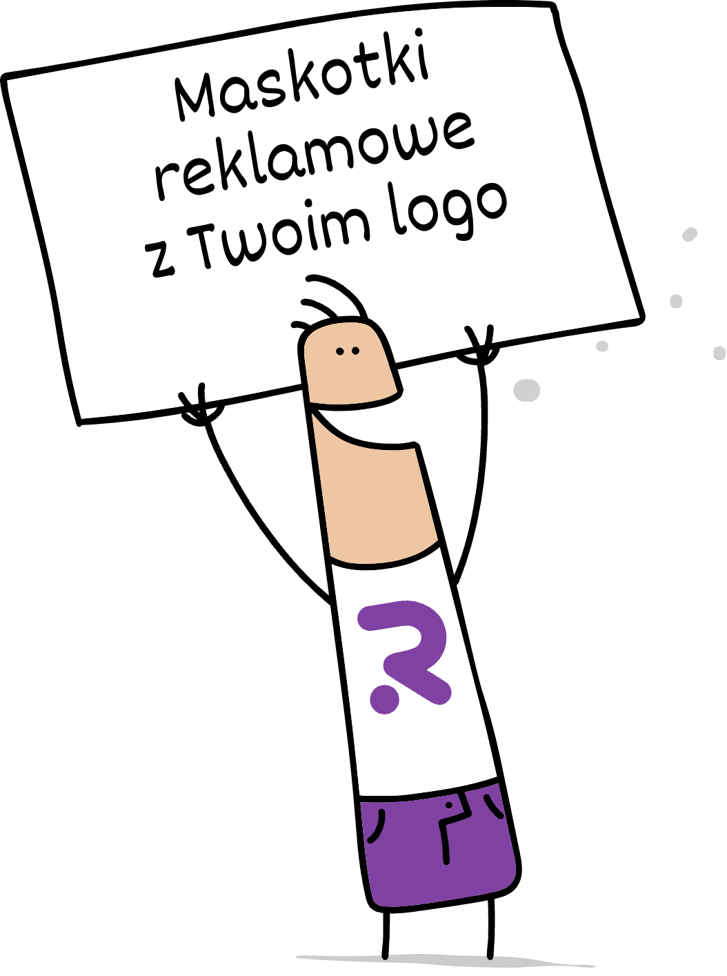 Buddy trzymający napis maskotki reklamowe z Twoim logo