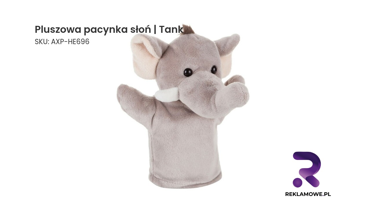 Pluszowa pacynka, słoń | Tank Pluszowa pacynka słoń Tank – miękka pacynka dla dzieci