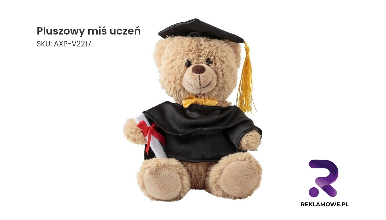 Pluszowy miś ubrany jak uczeń