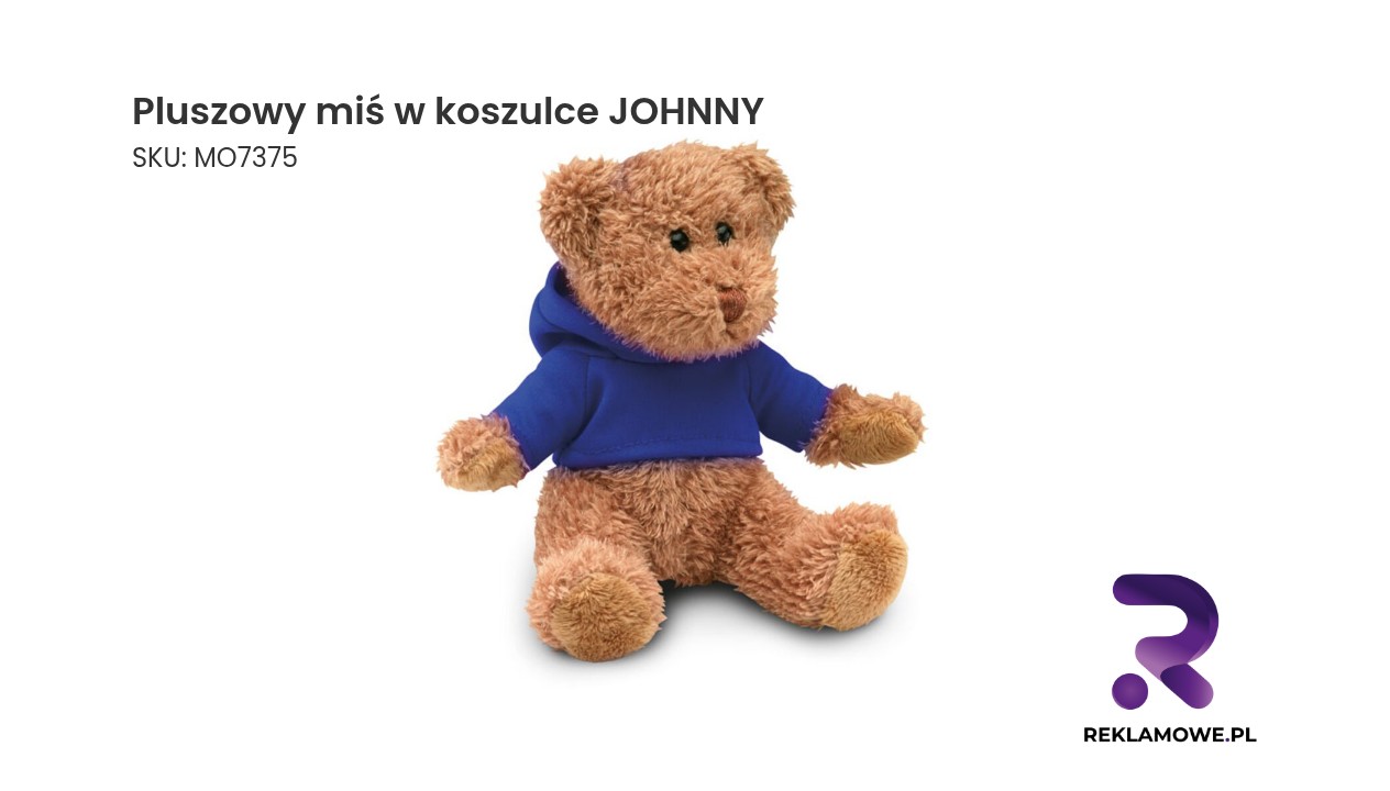 Pluszowy miś noszący koszulkę z napisem JOHNNY